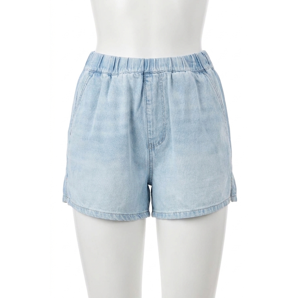 NEW JUDY BLUE high waisted featherweight boxer shorts in light wash